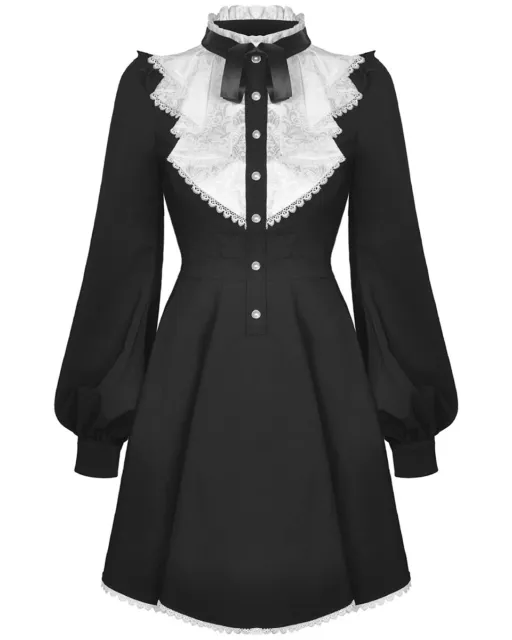 Dark In Love Gothic Lolita Doll Dress Black White Lace Victorian Steampunk Witch