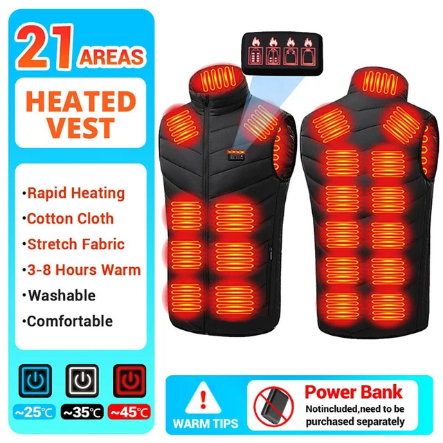 Men Electric Heated Vest Usb Jacket Winter Body Warmer Windproof Gilet Coat Tops