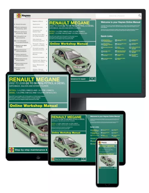 Renault Megane Petrol & Diesel (Oct 2002-2008) 52 to 58 Haynes Online Car Manual