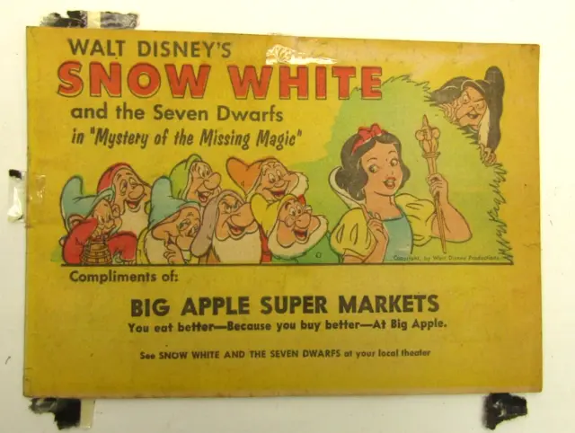 Vintage Walt Disney Snow White Seven Dwarfs Mini Comic Promotional Big Apple Art