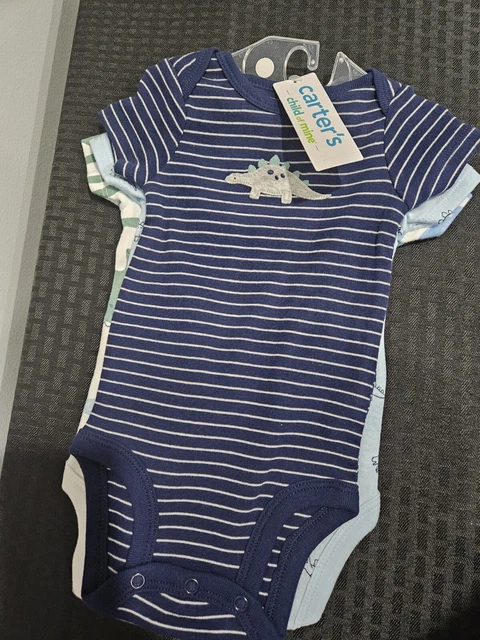 Carter's Baby Boy Dinosaur 3-Piece Layette Set - Gray Blue White - 3 months NWT