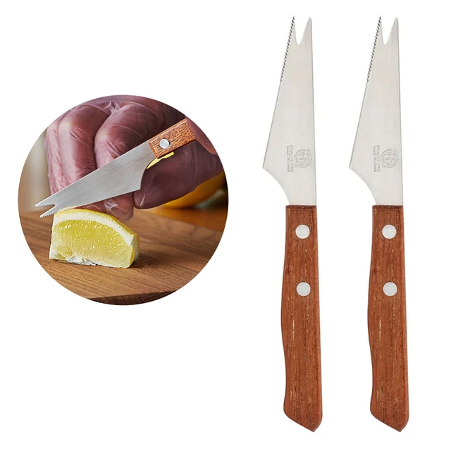 2 PC Acciaio Inox Asta Coltello Pelapatate Sharp Lama Manico IN Legno Canale a