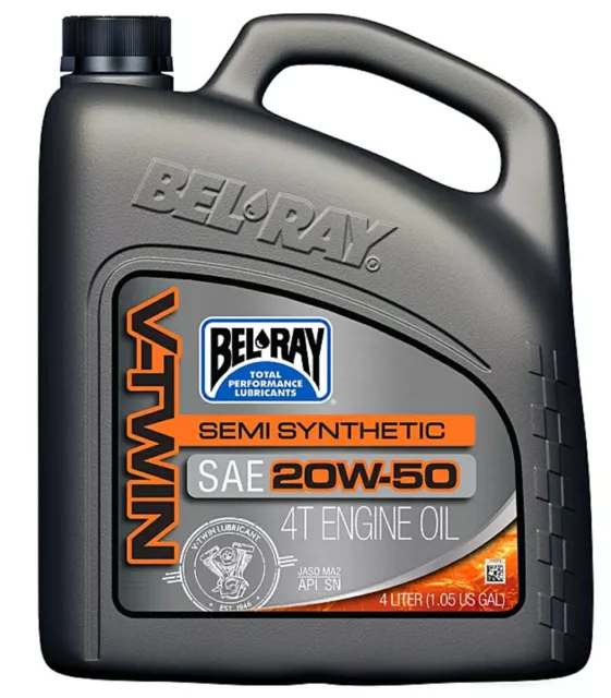 Bel-Ray V-Twin Semi-Synthetic Blend Motor Oil 20W-50 4 Liter Air Cooled Harley