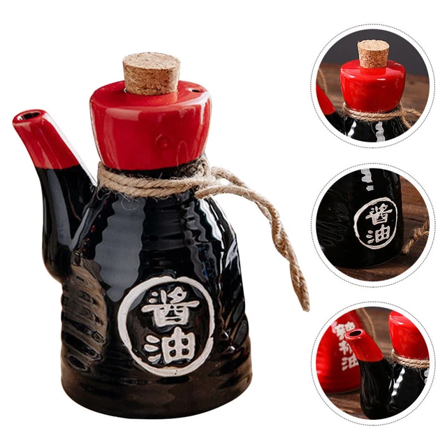 Distributeur d'huile et de vinaigre Bouteilles en céramique de vinaigre d' huile faites à la main, bouteille de Sauce soja de Style japonais de 140ML for l'huile de Wasabi, le jus de Sushi