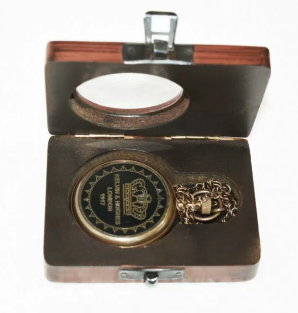 Antike maritime Victoria London 1915 Messing Taschenuhr mit Holzbox Halloween