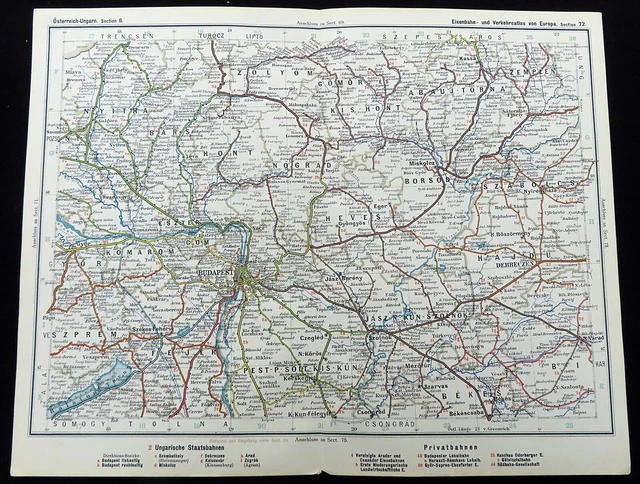 RAILWAY MAP OF Hungary Budapest Austro Hungarian Rail Antique Original railway-map-of-hungary-budapest-austro-hungarian-rail-antique-original