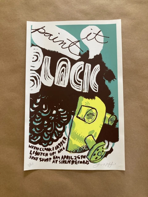 Paint It Black Cloak/Dagger Gigposter Screenprint Silkscreen Concert Poster 