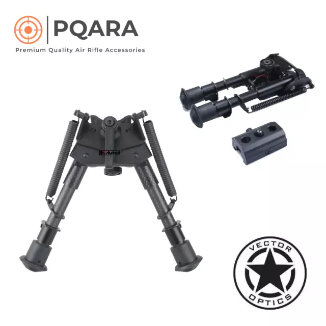 Rokstad RSCFS-06 Carbon Fibre Swivel Rifle Bipod 6"-9" & Weaver Adaptor