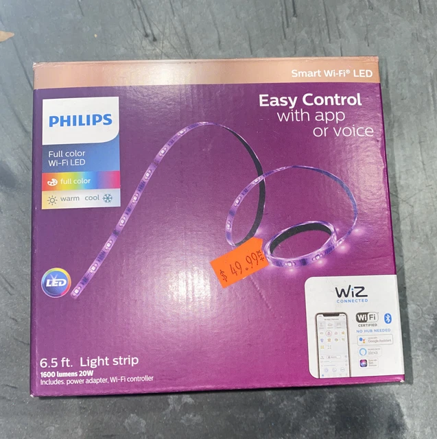 Philips wiz connected wifi smart light strip 6.5 ft 1600 lumens 20w deals