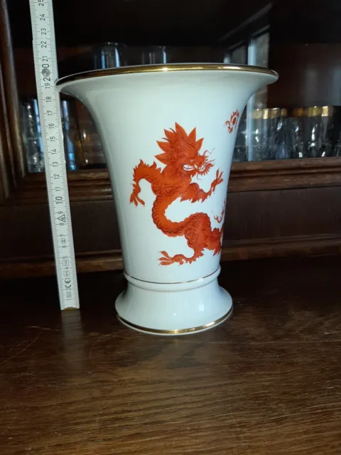 Meissen Roter Drache Porzellan Vase - groß 20 cm - wunderschön