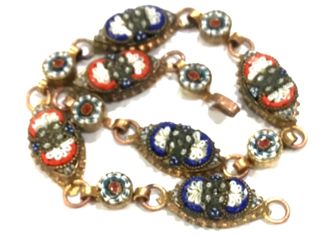 Lot De 3 Bracelets Enfant En Micro Mosaïque Millefiori – Occasion – Artisanat Vintage – Bel état