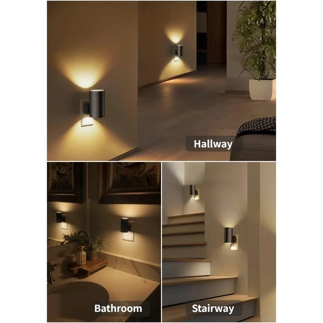 LED NIGHT LIGHTS Plug into Wall 3 Colors With Remote Control Dimmable ...