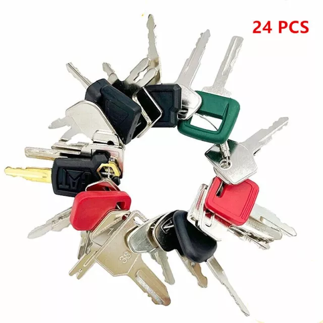 24 Heavy Construction Equipment Keys Set Cat Case Kubota Volvo JCB JLG Bobcat