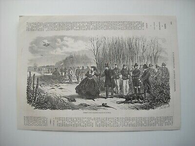 Engraving 1866. hunting shooting has the imperatrice eugenie in the Bois de marly.