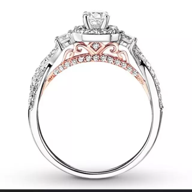 14 k white/rose gold diamond engagement ring size 6