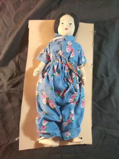 Vintage Handmade Chinese Asian Cloth Doll Mother Possibly Made in Hong Kong 10"