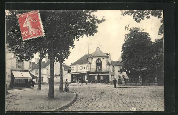 CPA Boissy-Saint-Léger, Rue de Paris et Route de Sucy 1913