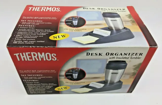 Thermos Desk Organizer Insulated Mug Card Holder Note Pad Office Home Car 2