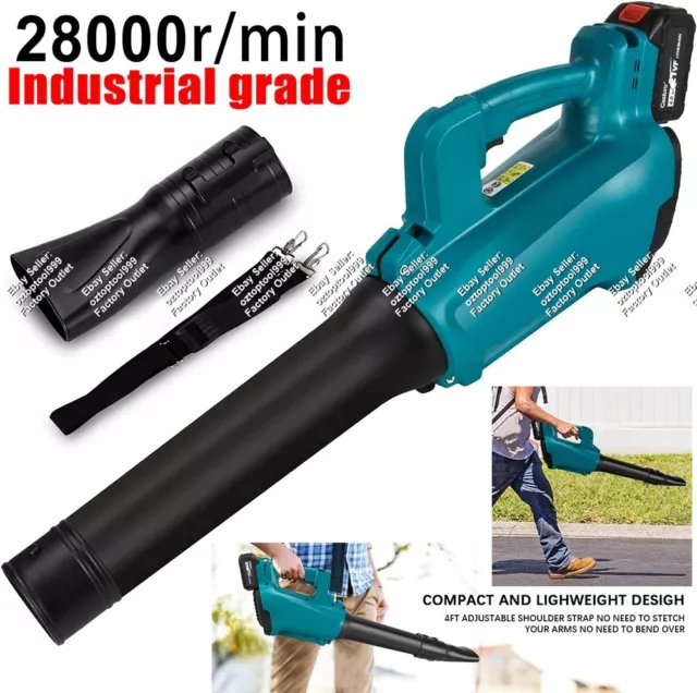 Brushless Cordless Turbo Blower Leaf Blower 7 Speed For Makita 18V Battery