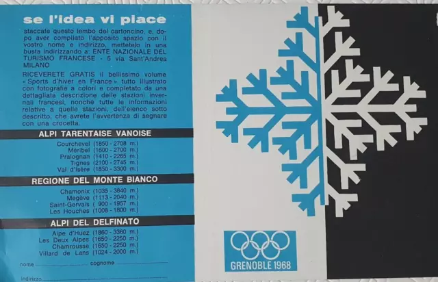 Pieghevole Olimpiadi Grenoble 1968 Advert Pubblicita' D'epoca Advertis Adv-Motor