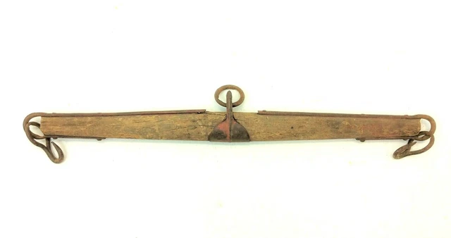 Antique Wood Iron Barn Decor Looped Hook End Horse Harness Leader Single Tree