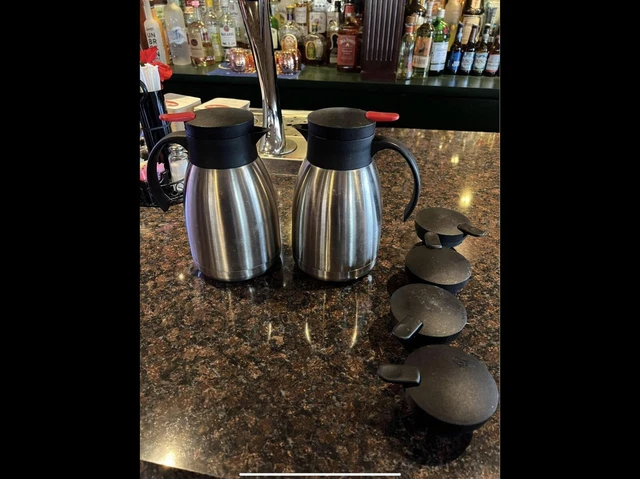 2 Thermal Carafe Commercial Coffee Pot Server 64 oz 12cup W 5 Lids