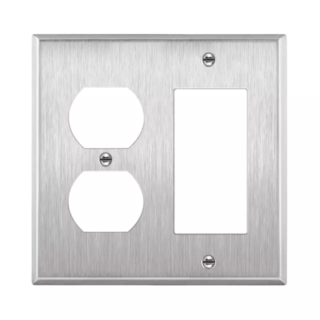 ENERLITES Combination Duplex Receptacle Outlet or Decorator Light Switch Metal W