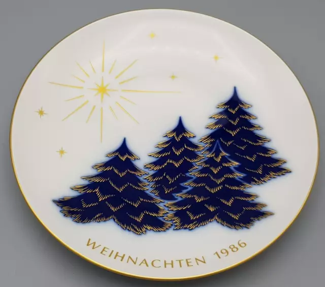 KPM Berlin WEIHNACHTSTELLER 1986 Wandteller Ø ca. 19,5 cm kobaltblau-gold TOP