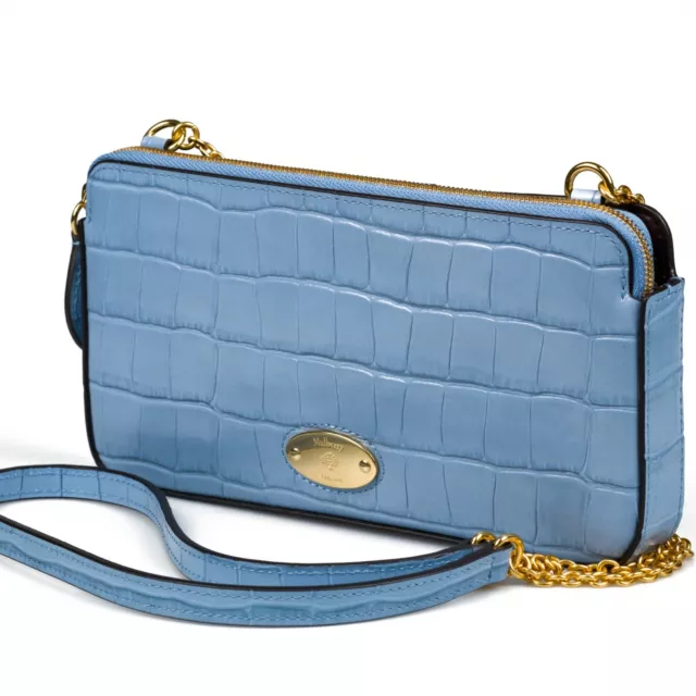 450 MULBERRY PLAQUE Clutch Pouch Chain Wallet EW Croc 100