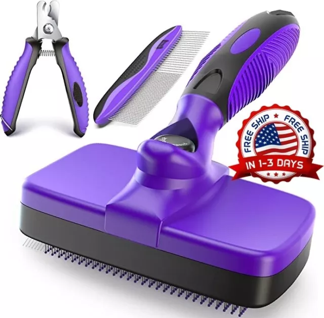 Acero Inoxidable Peine Cepillo Con Cortauñas Para Mascotas Para Gatos Perros New