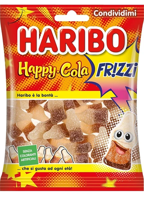 Haribo Happy Cola Frizzi, Caramelle Gommose Frizzanti, Gusto Cola,