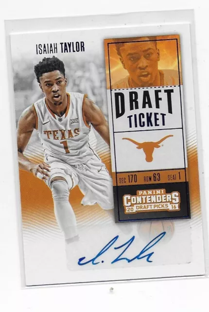 2016-17  Contenders Draft Picks College Ticket Blue Foil Isaiah Taylor #167 Auto