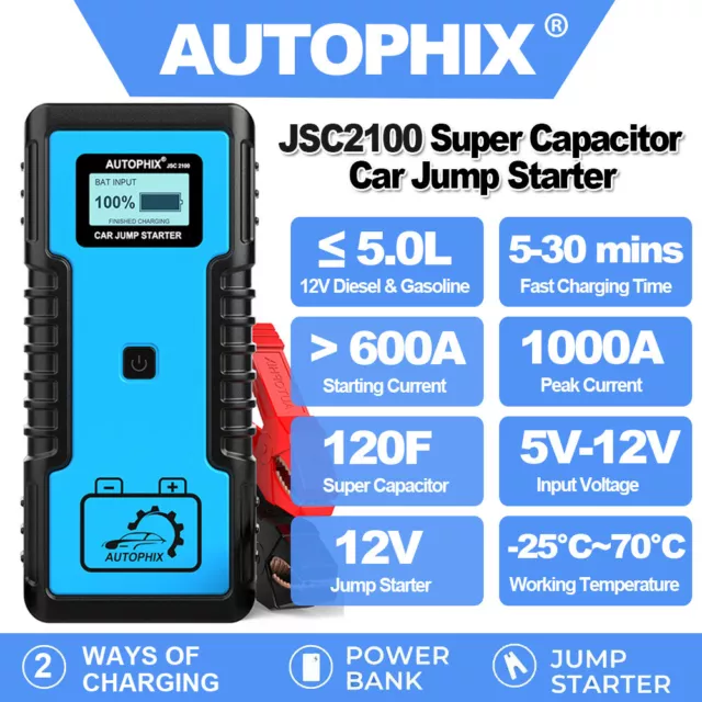 12V Super Capacitor Car Jump Starter Pack Booster Batterie Charger Power Bank DE 2