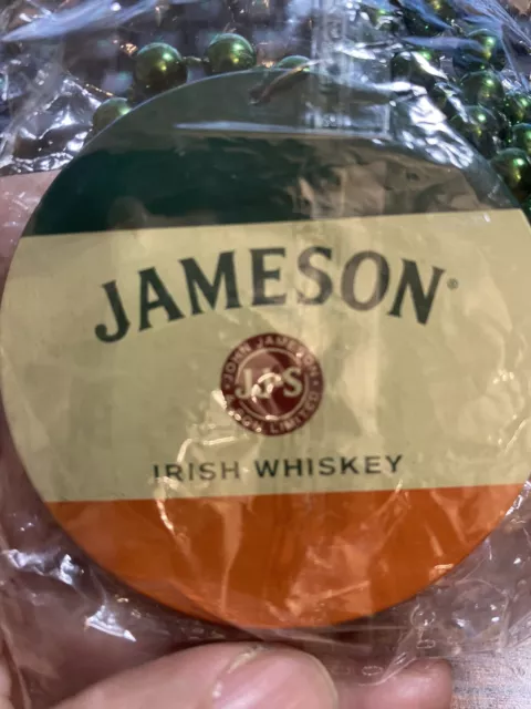 NEW! - Jameson Irish Whiskey Metal Medalion with Green Bead Necklace