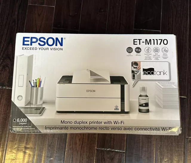 Epson EcoTank ET-M1170 Wireless Monochrome Supertank Printer (Black & White) NEW