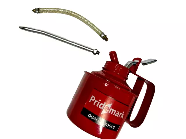 3/4 pint Thumb-Operated Lever Metal Oil Can With Flexible and hard metal Spout