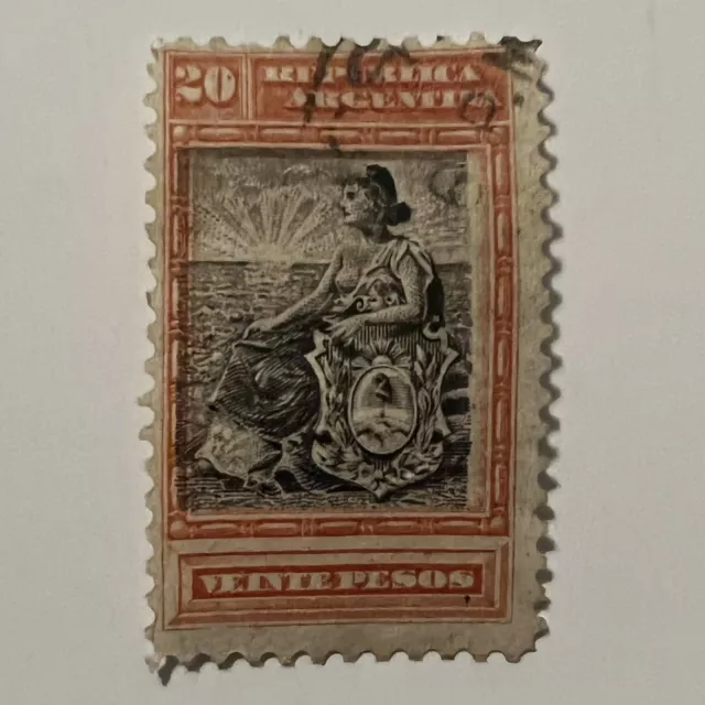 Rare Error 1899 Argentina Stamp #142 With Black Box Frame Shifted To Left