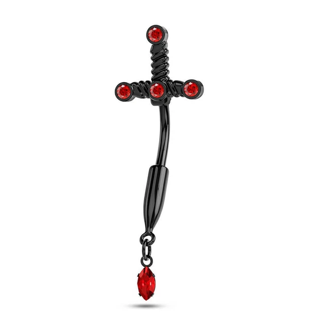 14G Dangle Dagger Belly Button Ring Navel Piercing Bars Belly Piercing Jewelry