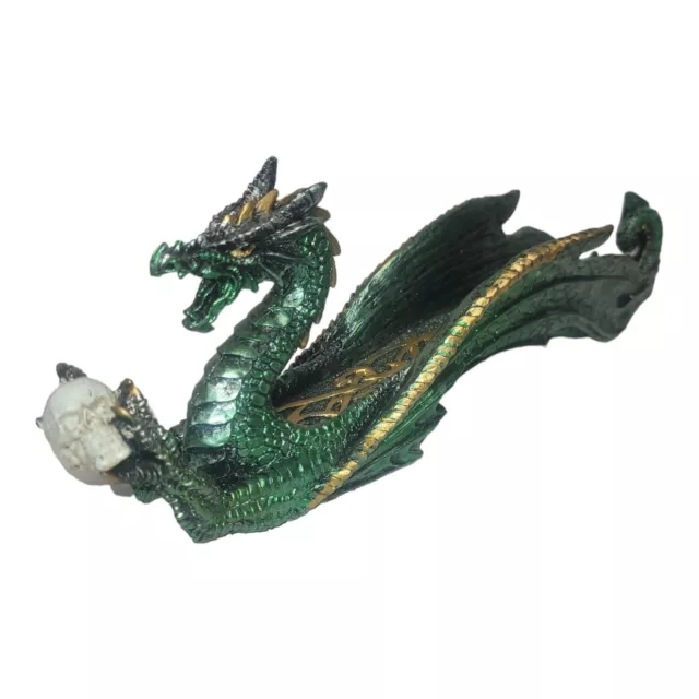 Dragon With Skull Incense Burner Green