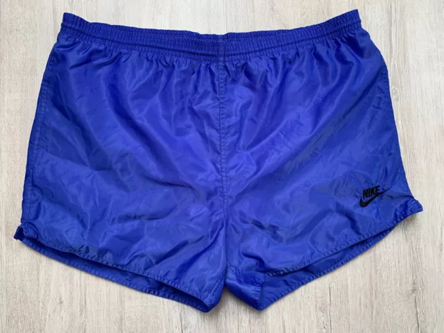 Pantaloncini pantaloncini vintage anni '90 Oldschoool retrò NIKE blu lucido nylon sprinter XXL
