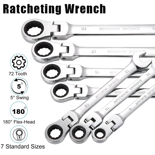 Clé Mixte à Cliquet 22mm 72 Dents - Flexible - Neuf Sous Emballage