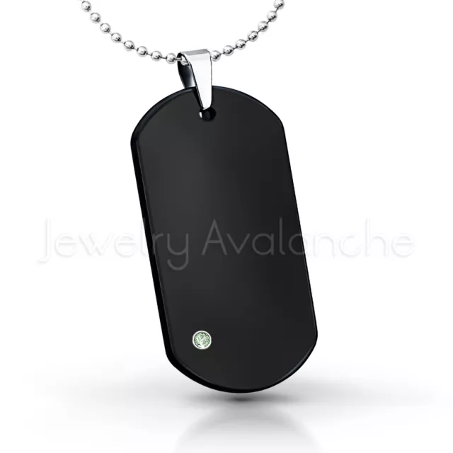 0.07ct Alexandrite Pendant, Black Ion Plated Dog Tag Tungsten Pendant 203BS