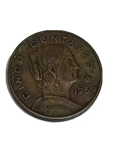 1969 Mexico 5 Centavos Josefa Ortiz de Domínguez Eagle/Snake Coin