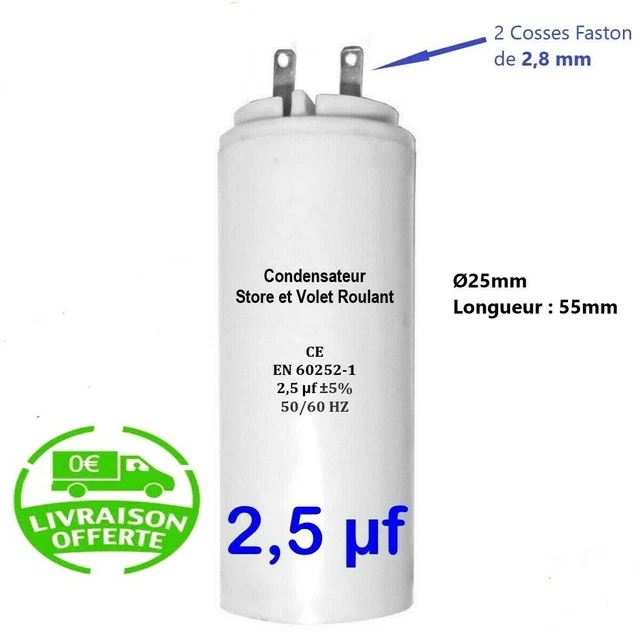 Set di 3 condensatori 6 uF per tapparelle SOMFY, SIMU, NICE