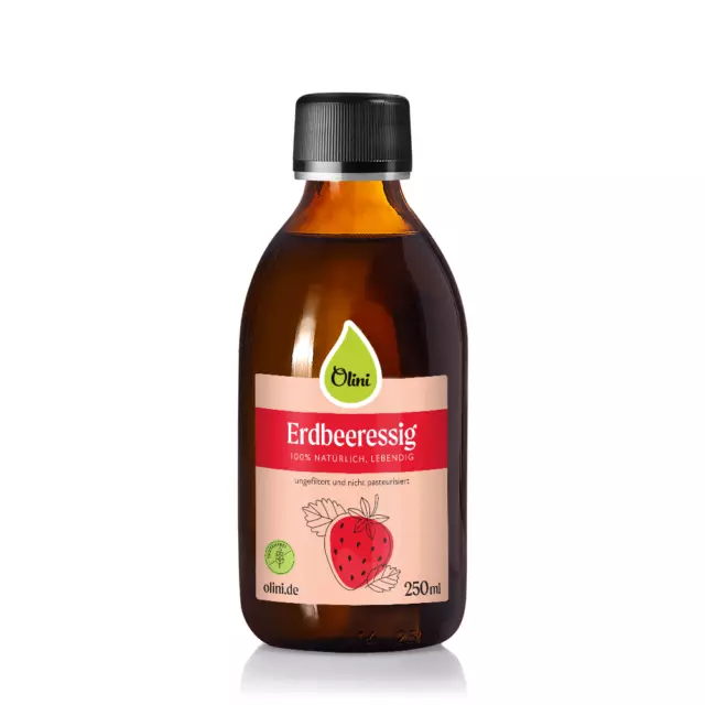 Olini Erdbeeressig Ungefiltert Nicht Pasteurisiert Vinegar - 250 ml 500 ml 1 L