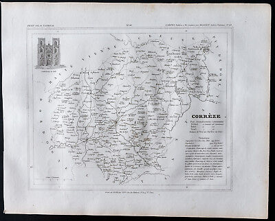 1833 Gravure Monin & Ales Carte ancienne du département Moselle 