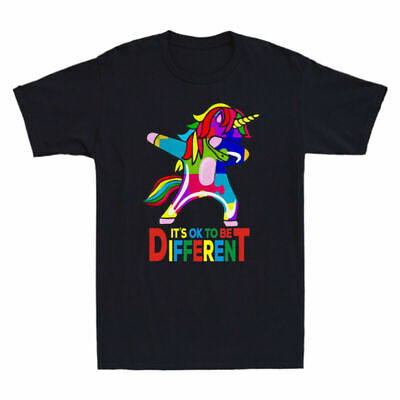 Cotton Gift Autism It’s Funny Ok To Unicorn Different Awareness T-Shirt Men's Be