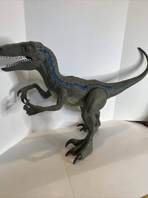JURASSIC WORLD DINOSAUR Super Colossal Velociraptor Blue Mattel 2018 3 ...