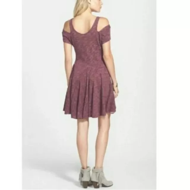 Free People FP Beach "Tiny Dancer" Skater Cold Shoulder Dress in Maroon Size XS 2