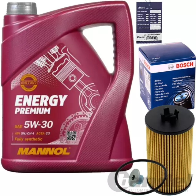 BOSCH Filtro Olio + 5L 5W30 Adatto A per Opel Astra H J Corsa D Meriva B Zafira